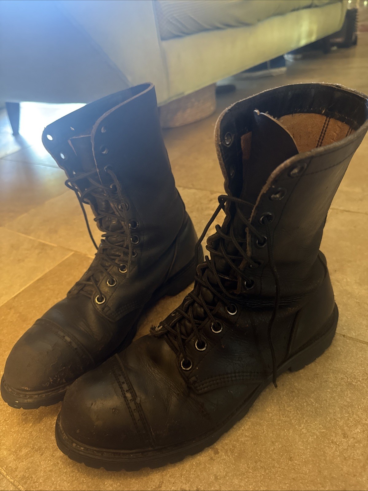 HH Brand Military Combat Black Leather Jump Boots Made in USA Size 11 1/2 Mens
