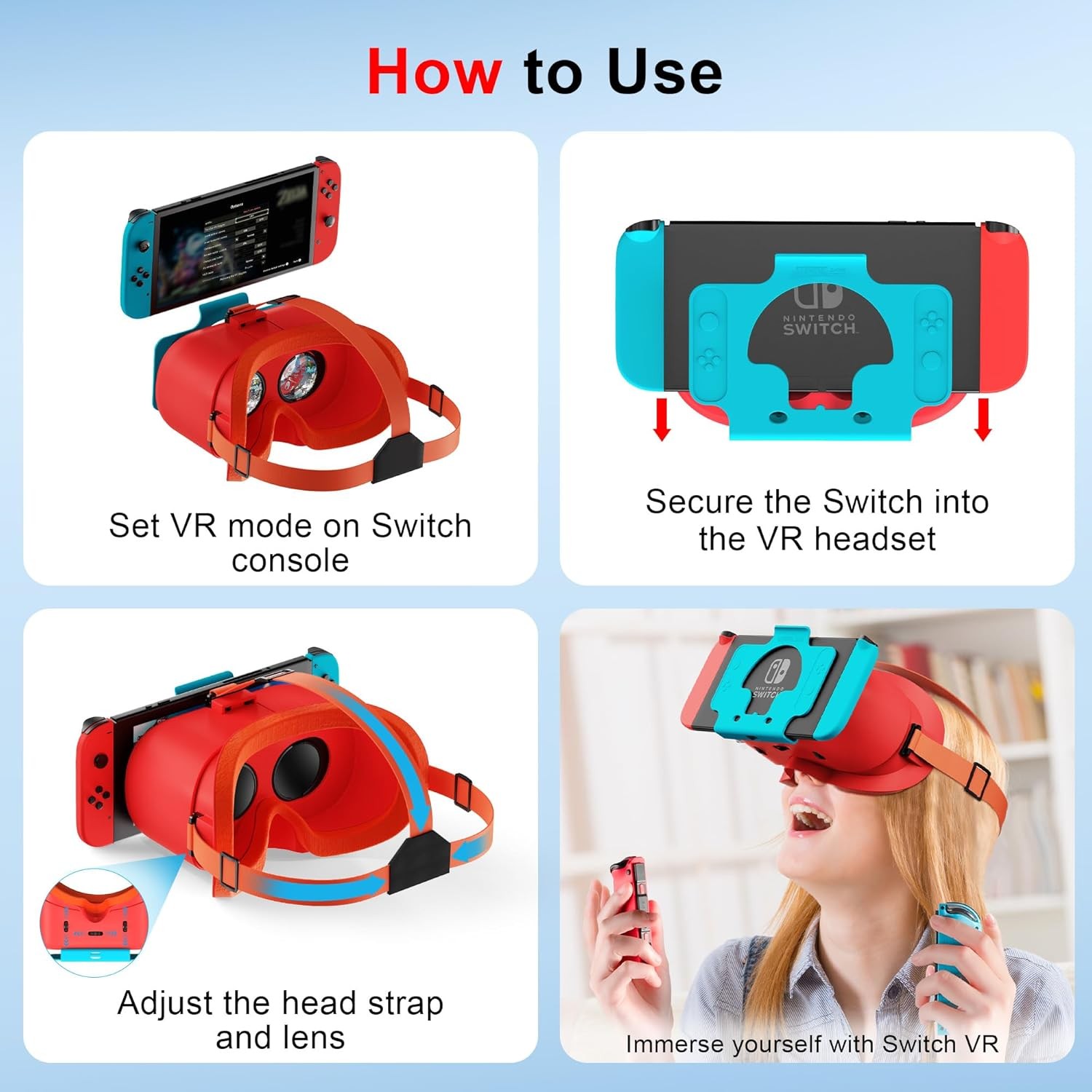 VR Headset for Nintendo Switch OLED Adjustable HD Lenses 3D Glasses Labo VR Kit