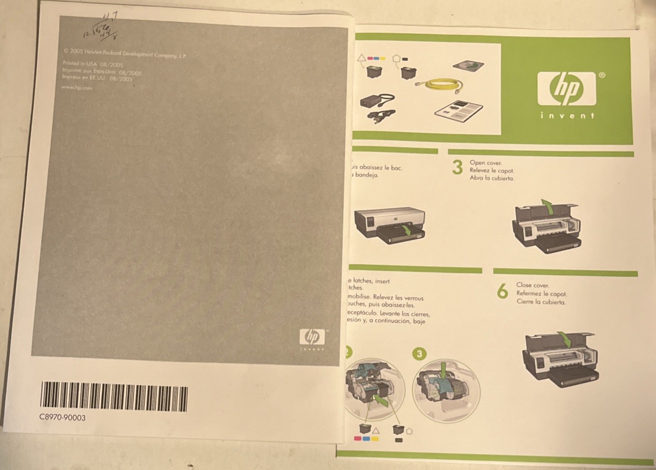 HP Deskjet 6940 Series Printer:Reference Guide /Mac Setup Poster & USB Cable.IO
