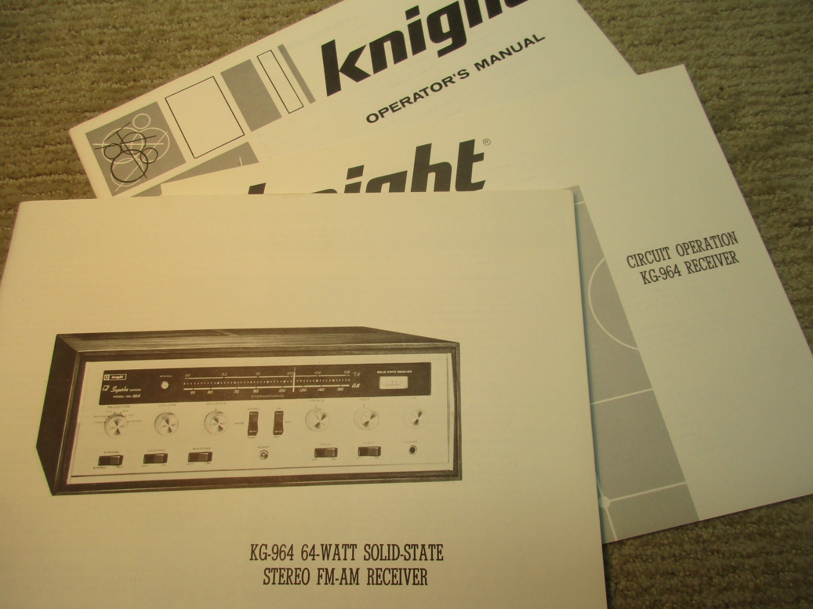KnightKit  KG-964 AM FM 64 Watt Stereo Amp Amplifier Solid State Original Manual