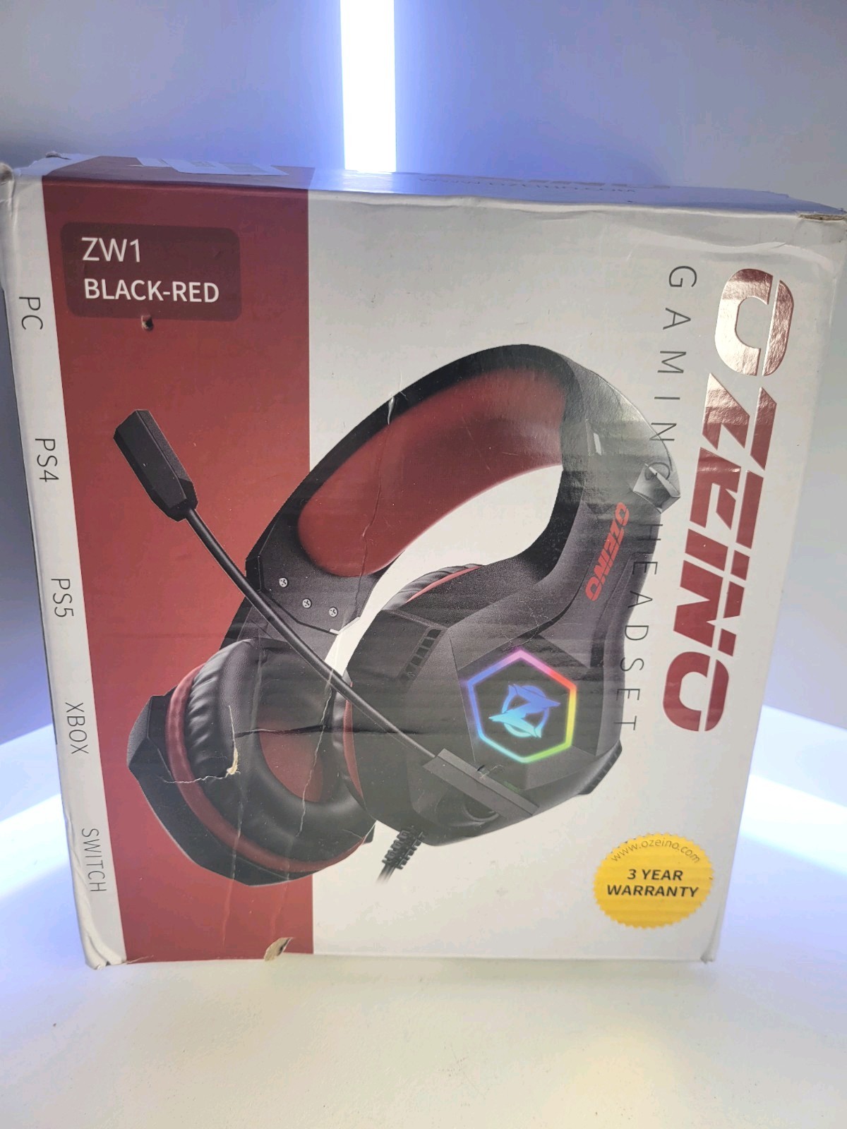 ZW1 Gaming Headset In Black & Red w/LED Lights - New In Opened Box Never Used