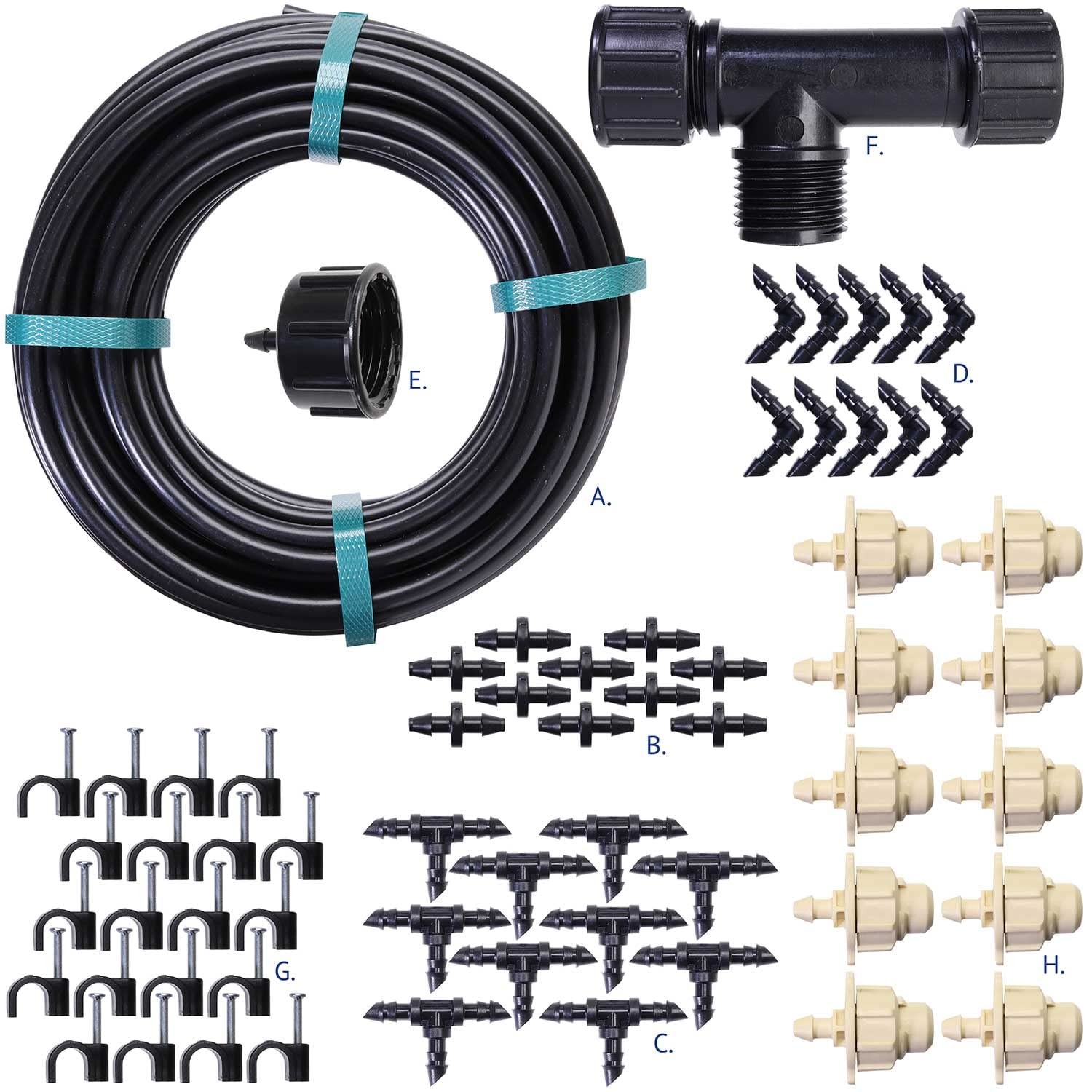 Dripworks Backyard Misting Kit - Includes 3/4 GPH Misters | Agricultural Grade