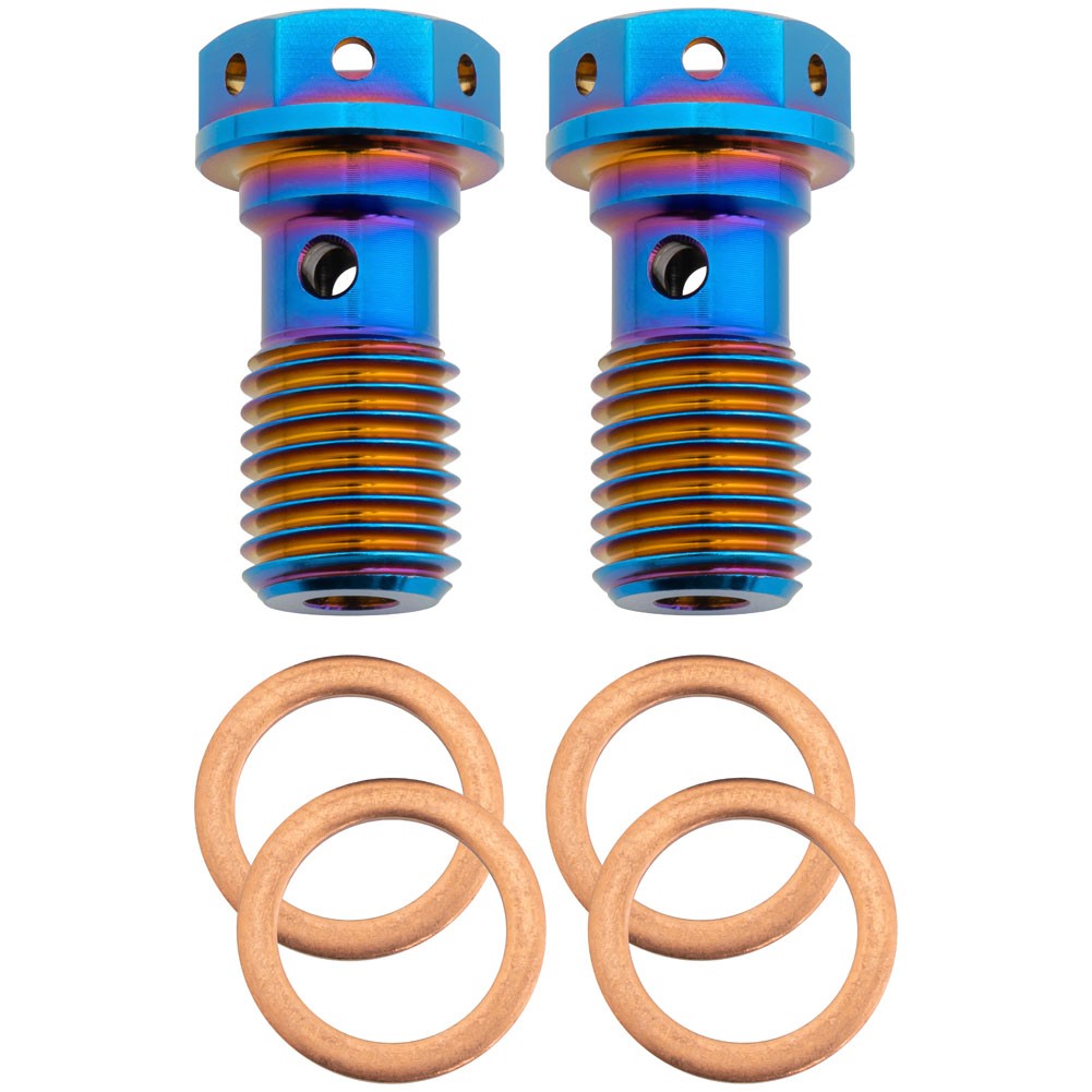 Tusk Titanium Banjo Bolt Kit Burnt Blue M10x1.25 For Yamaha WR450F