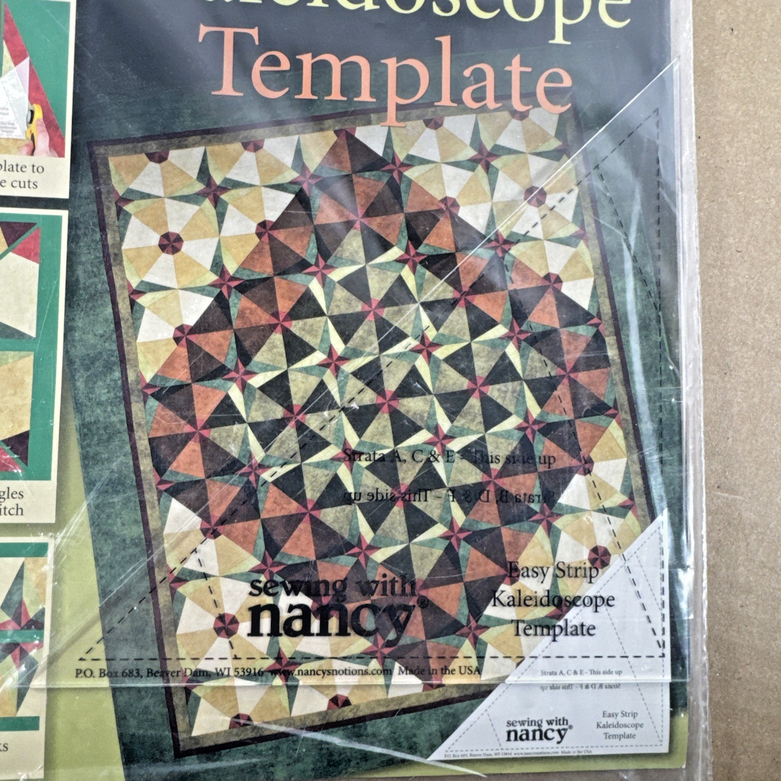 EASY STRIP Kaleidoscope Template Sewing w Nancy Includes Instructions for Quilt