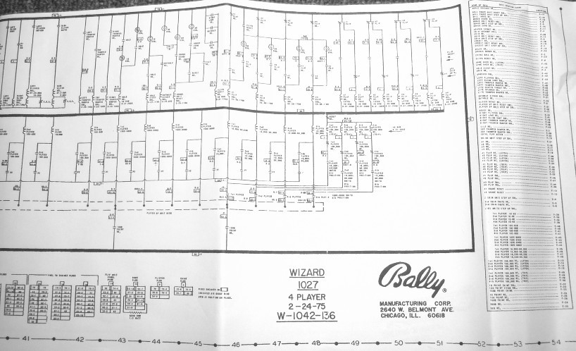 Wizard Pinball Pinball Game *FULL SIZE* Wiring Diagram Schematic Drawing Bally