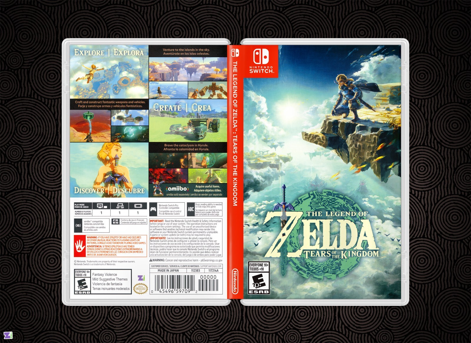 ZELDA Tears of the Kingdom COVER ART: Replacement Insert / Case Nintendo Switch