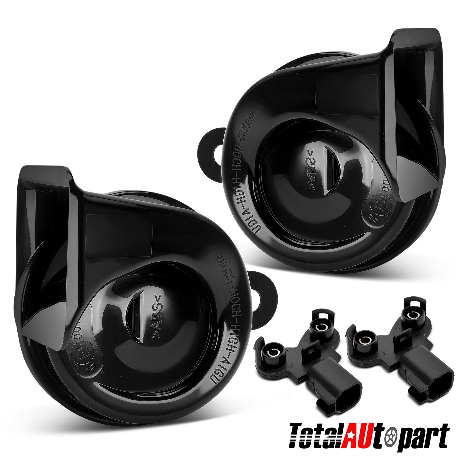 2Pcs 80mm Black Metal Snail Horn w/ 2 Connectors for Chevrolet Malibu Cruze Ford