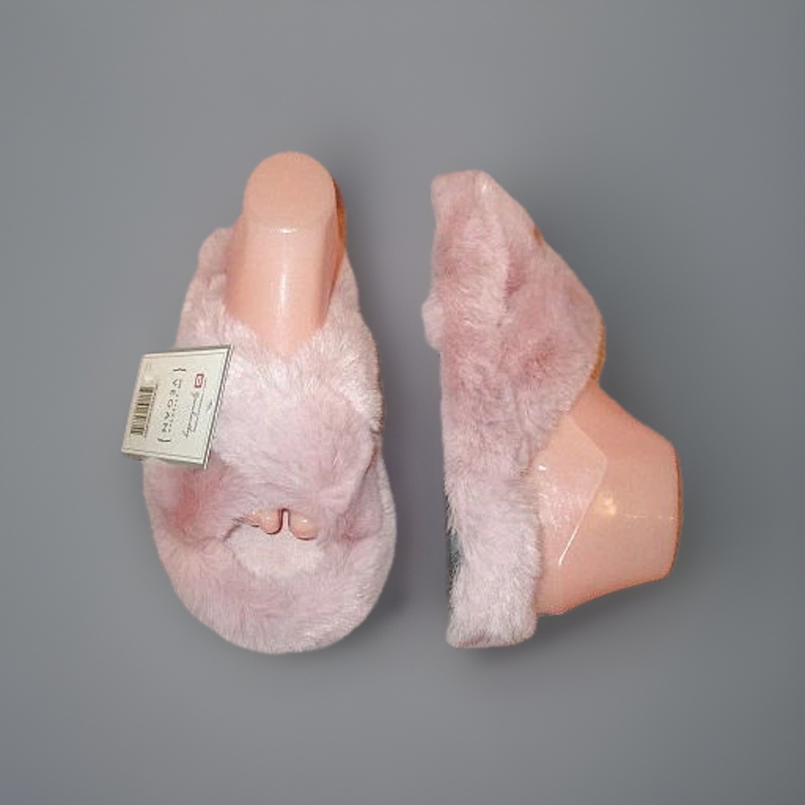 Pink Faux Fur Comfort Slippers Size 9.5 40 Slip On Slide Cozy Soft Girl Boho NWT
