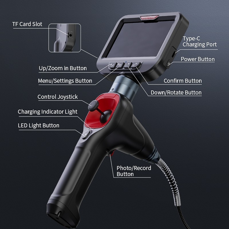 Ralcam 4 way 360°Joystick Borescope Endoscope Camera with light