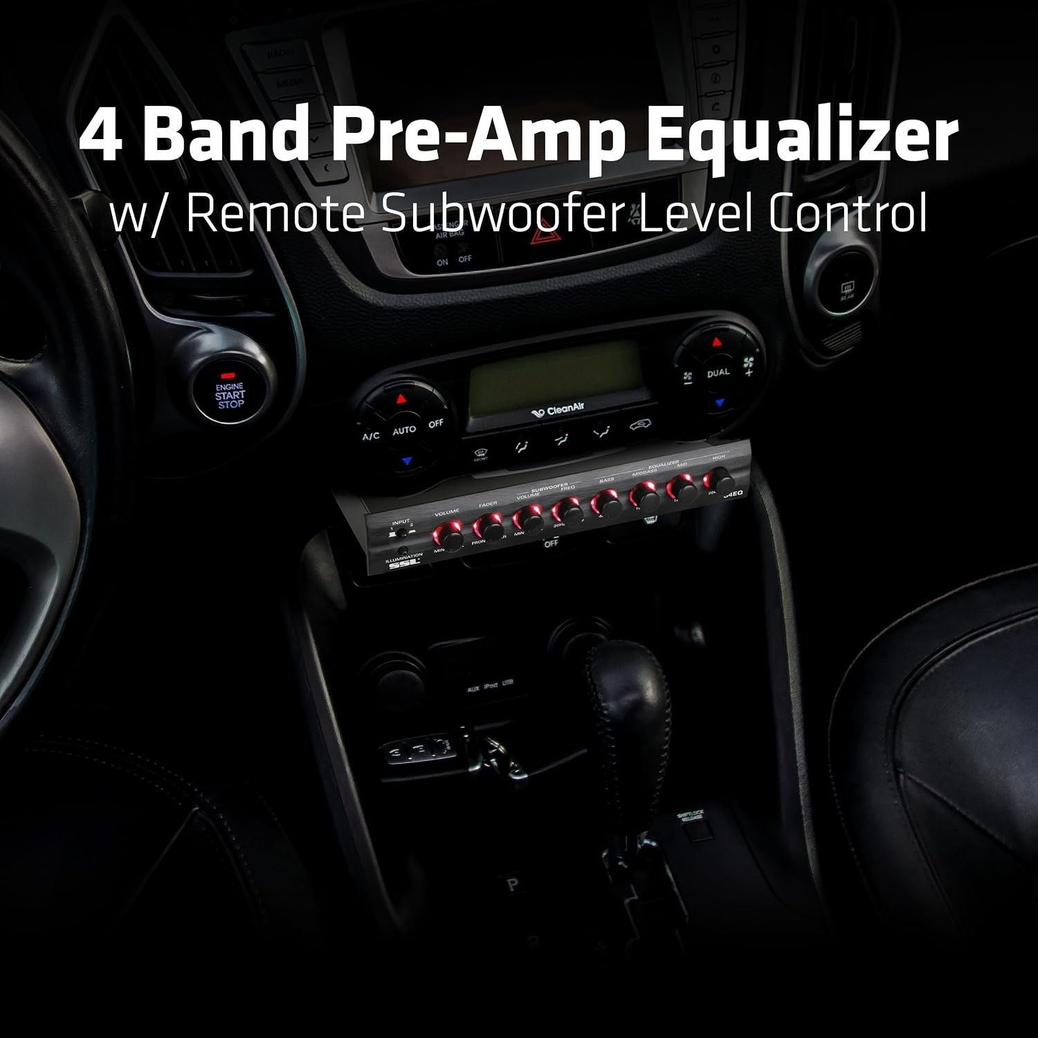 Compact 4-Band Car Audio Equalizer with Wireless Setup & Adjustable Bass Control