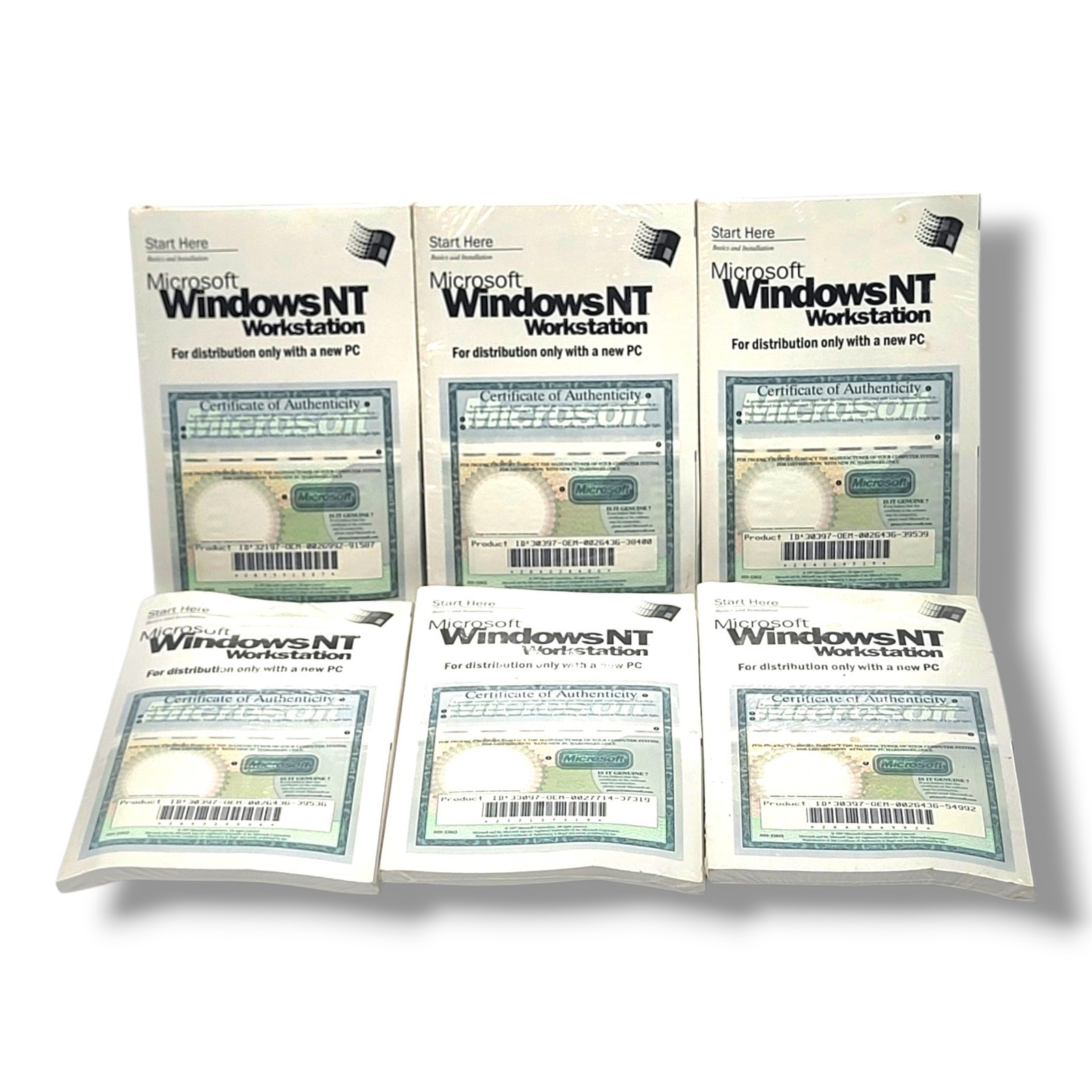 Lot Of 6 Sealed Microsoft Windows NT Workstation 4.0 OEM System Builder