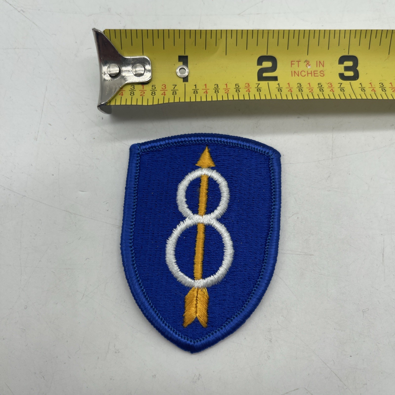 U.S. Military Army 8th Infantry Division Patch Arrow Blue “8” Shield Shoulder