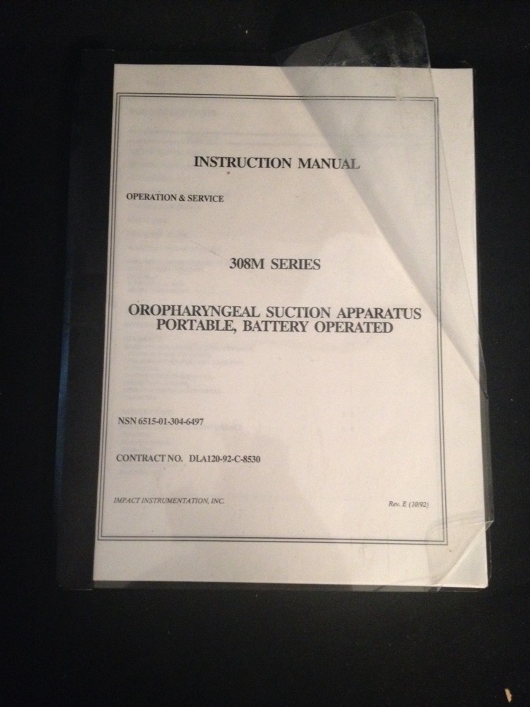 IMPACT Oropharyngeal Suction Aspirator System 308M Series Instruction Manual
