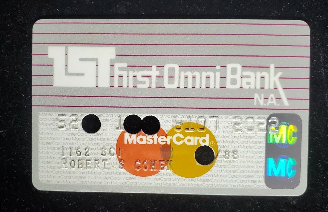 First Omni Bank MasterCard Credit Card, canceled ~ exp 1986 ~ our # cb634