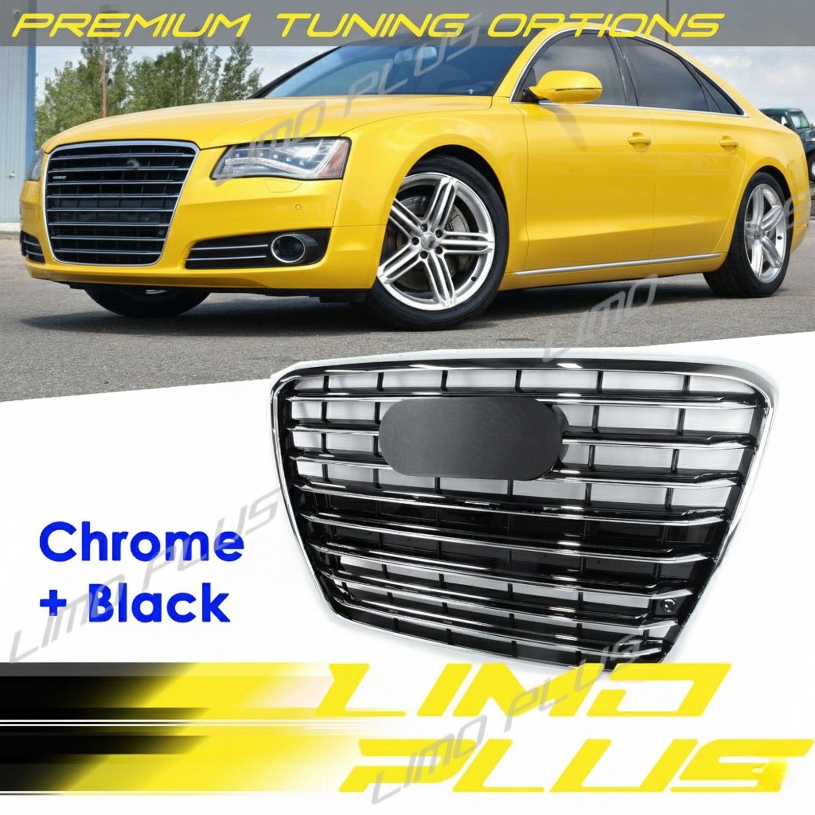 Front Bumper Grille Radiator Grill Gloss Silver Grid For Audi A8 D4 2011-2014