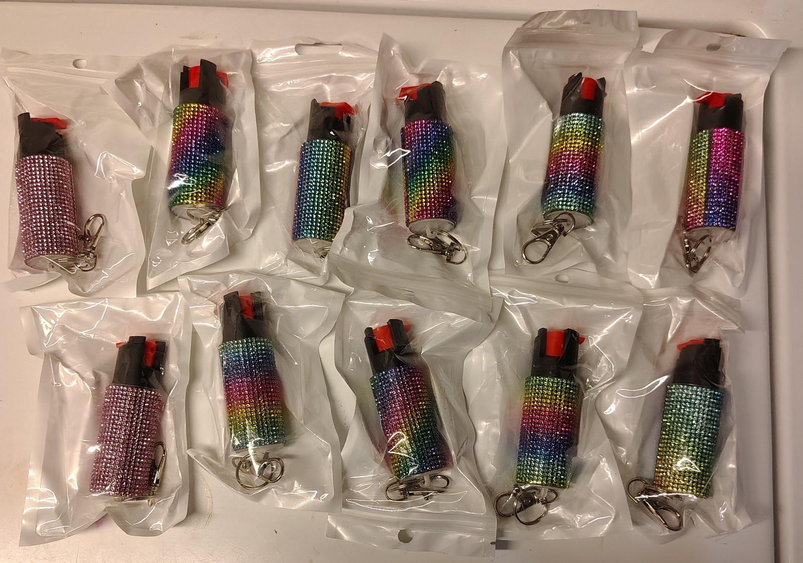 Pepper Spray Safety Keychain In Bling Rhinestone Cases Multicolor