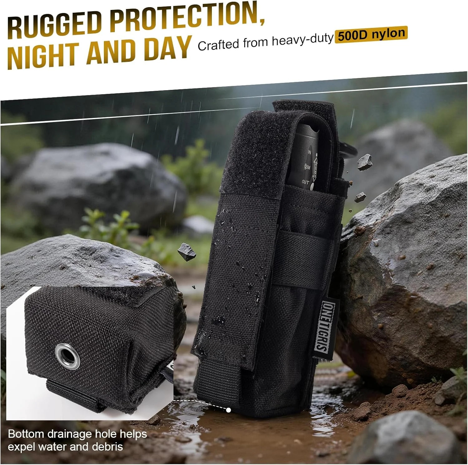 OneTigris Flashlight Holster Flashlight Holder Molle Flashlight Holster Tactical