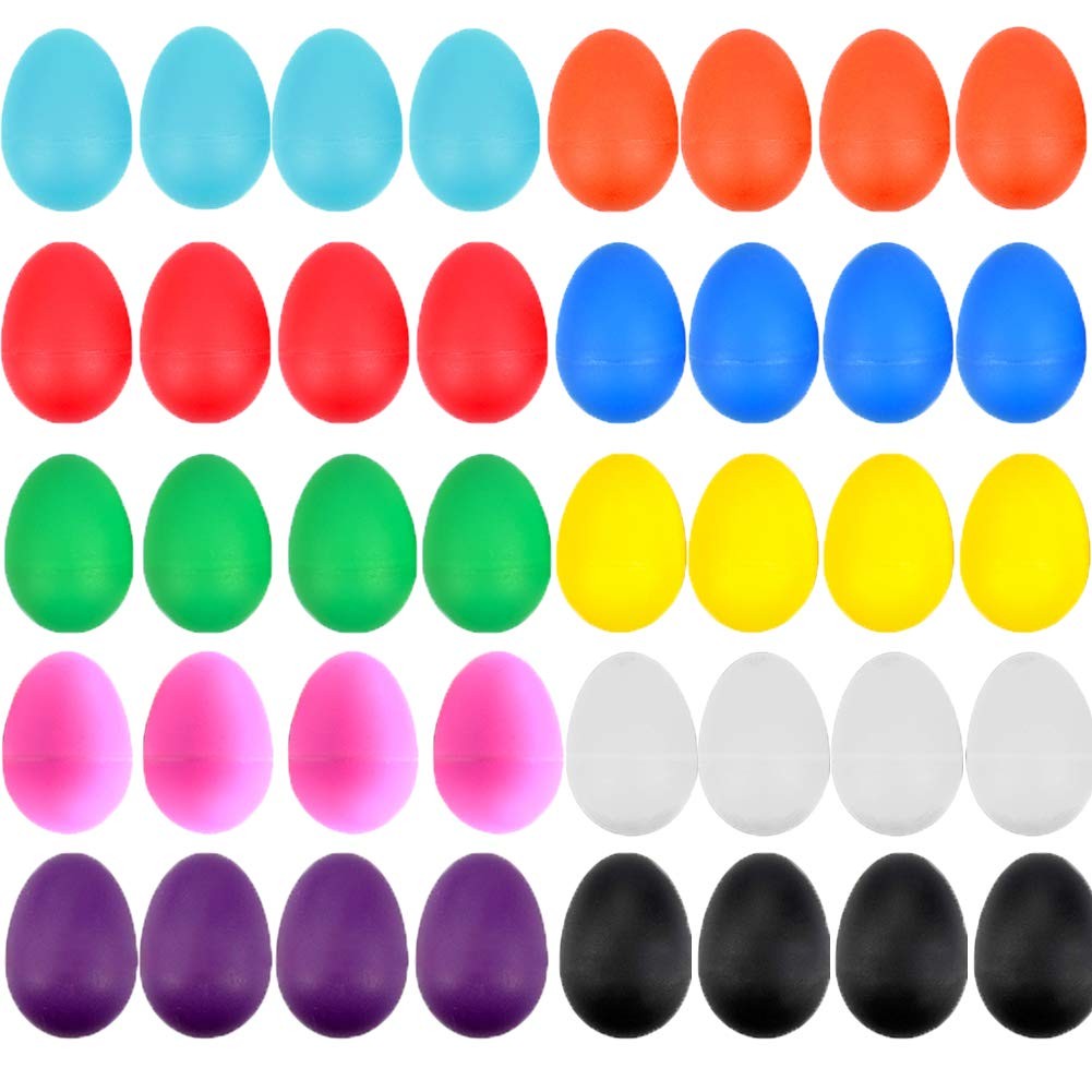 40 Pieces Egg Shakers, Easter Eggs Colorful Maracas Eggs Musical Eggs Plastic