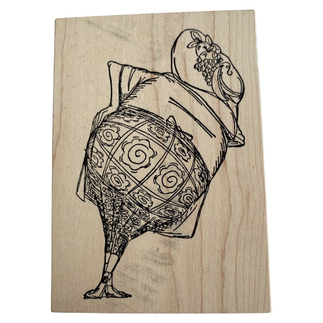 Vintage’96 Art Impressions Wood/Rubber crafting stamp. 3 3/4x2 3/4". Free Ship