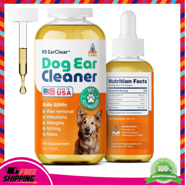 Dog Ear Cleaner Drops – Natural Treatment for Infection, Itching & Wax, 1oz