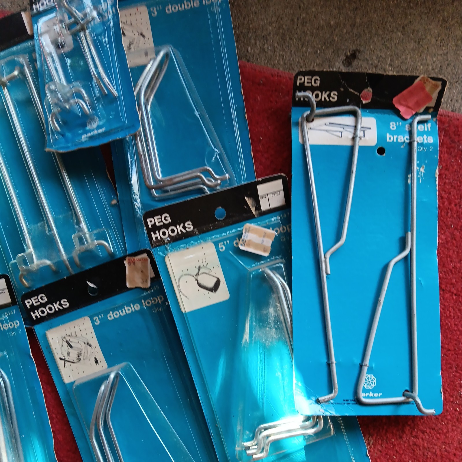 NEW IN PKG Chrome Peg board Hooks Lot Of 19 Hangers