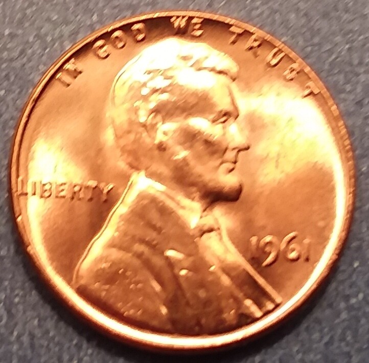 1961-P Brilliant Uncirculated Lincoln Cent.  Ships Free.  BU condition.