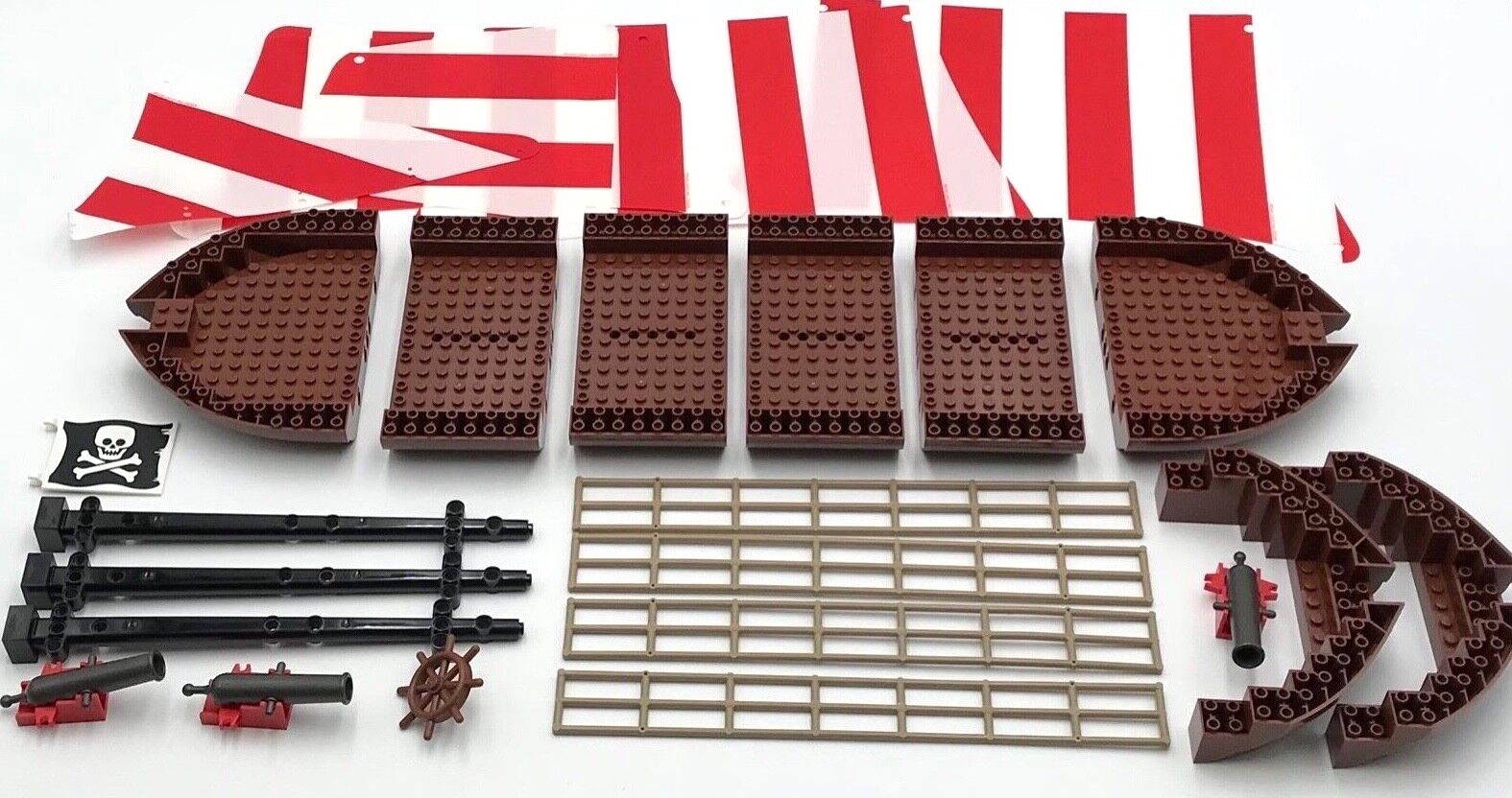 Lego New Parts from Pirates of Barracuda Bay Boat Hull Masts Sails Cannons Ship