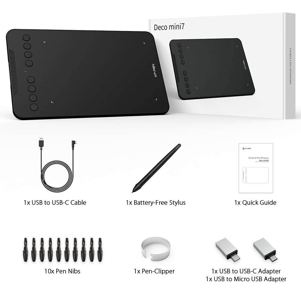 XPPen Deco Mini7 Graphics Drawing Tablet 8192 Pressure ChromeOS Refurbished
