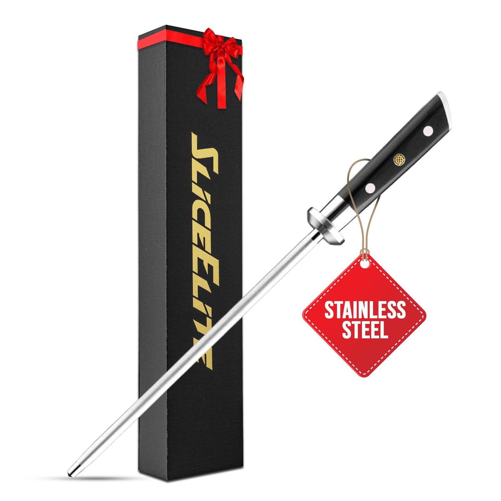 SliceElite 10" Diamond Knife Sharpening Rod – 600 Grit, G10 Handle