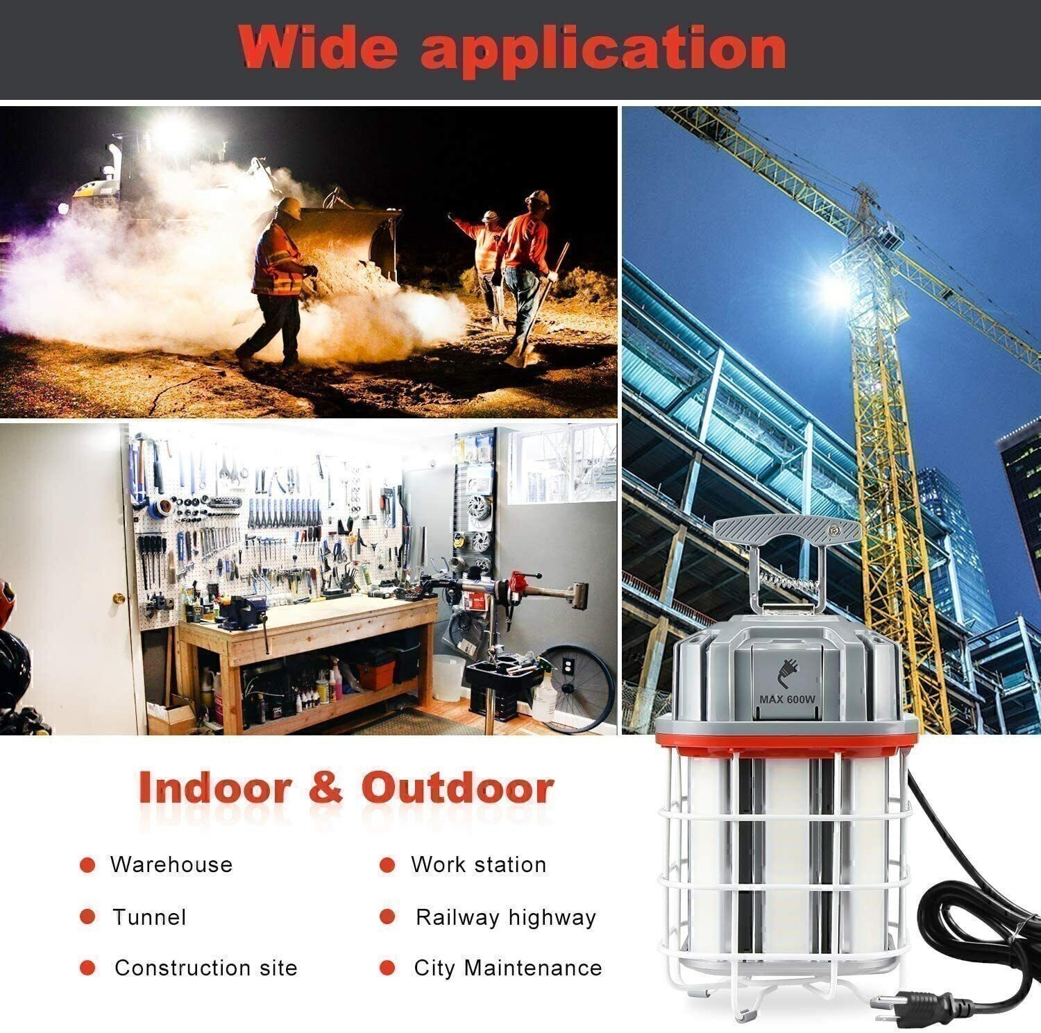 150 Watt LED Temporary Work Light Industrial Constructions Jobsite Linkable Lamp