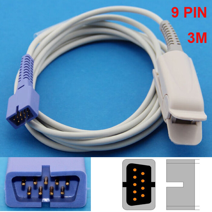 9Pin SpO2 Sensor Probe Cable For Nellcor N550 N560 N595 N600 N751 N5500 Dash2500