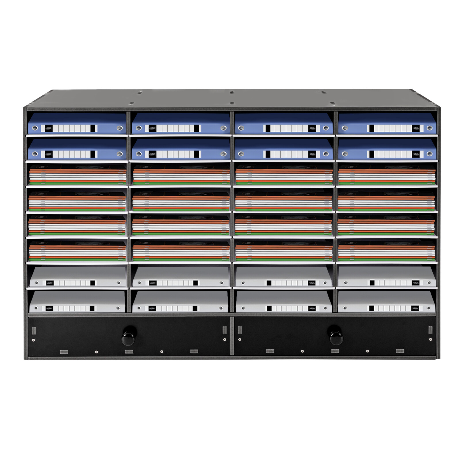 Adjustable Literature Organizer, 32 Compartment with 2 Drawers Home/Office/Class