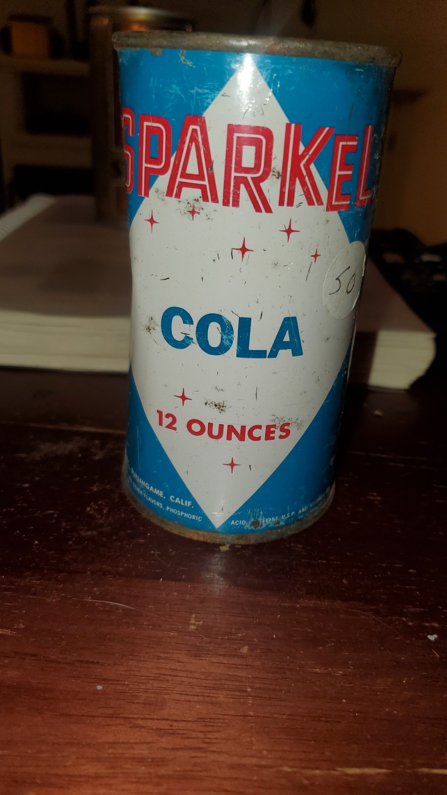 Sparkel Cola Vintage Flat Top Soda Can