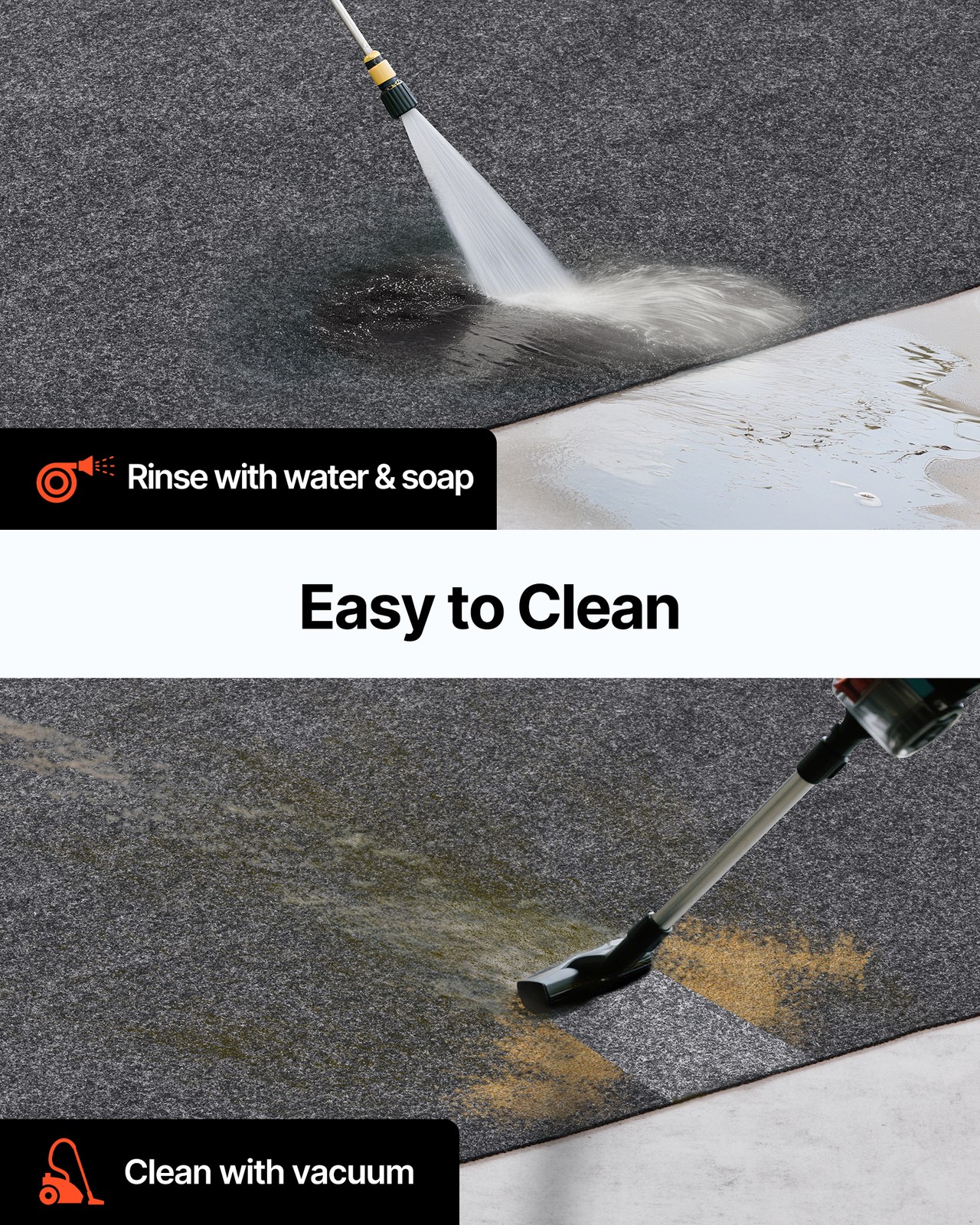VEVOR Garage Floor Mat 7.6'x19' Non-slip Heavy Duty Containment Mat Waterproof