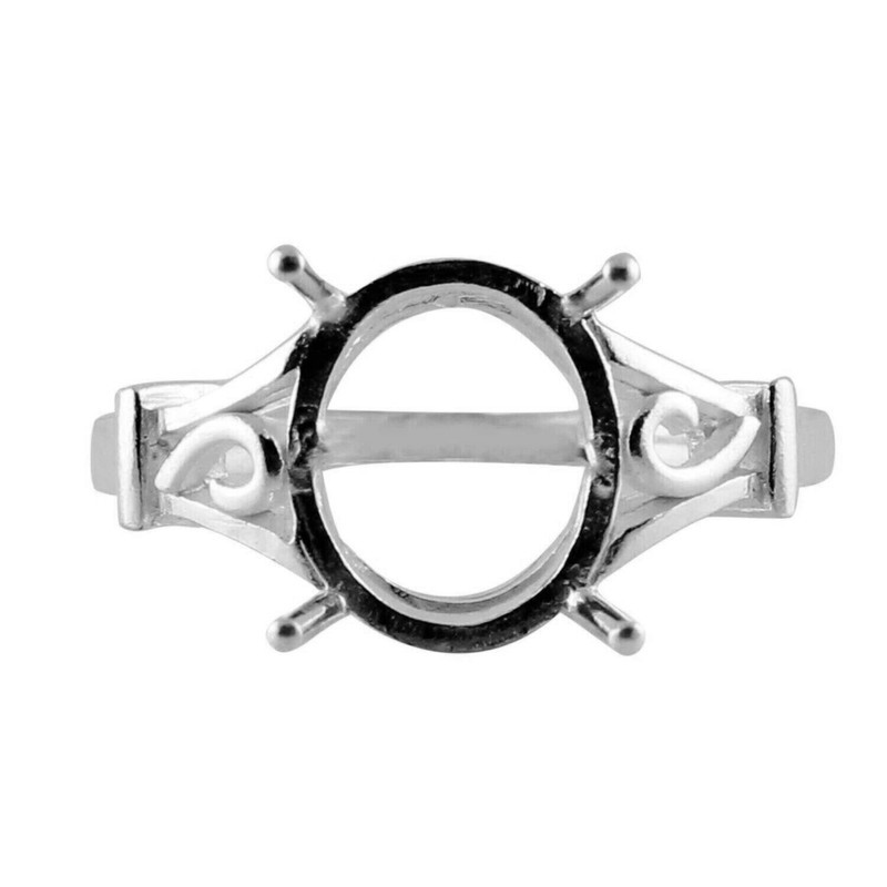 Semi Mount Ring Solitaire 10X12MM 925 Sterling Silver Ring for Women/Girls