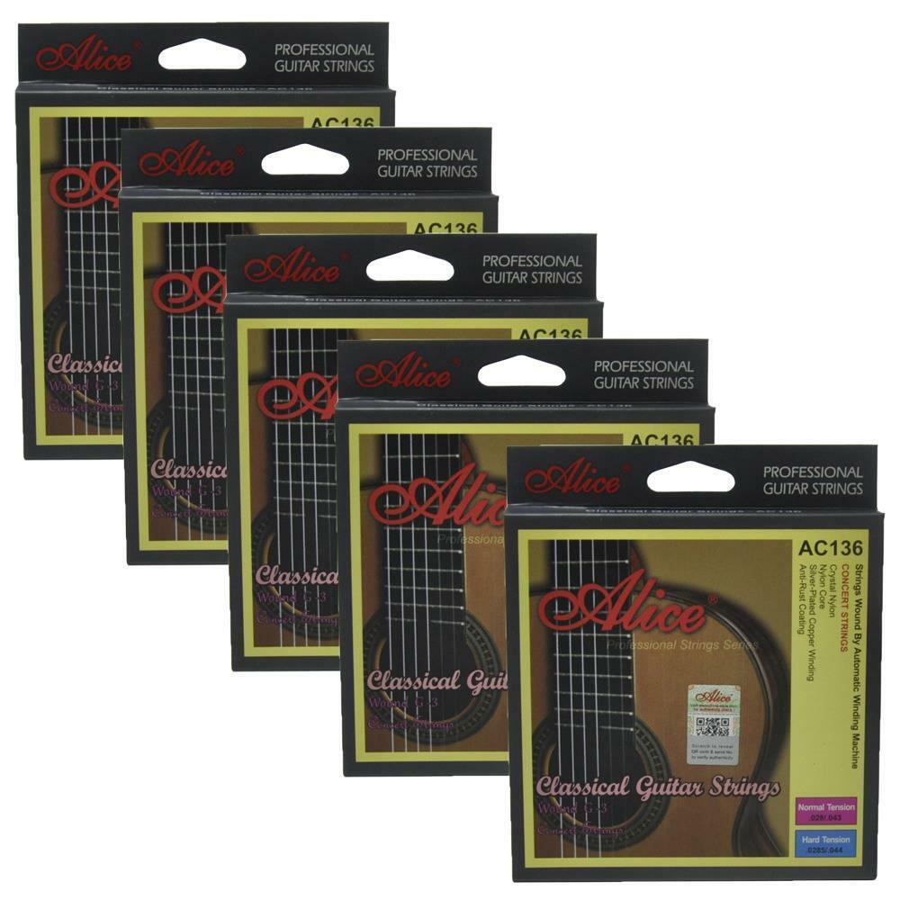 5Sets Alice Classical Guitar Concert Strings Crystal Nylon Silver Plated AC136N