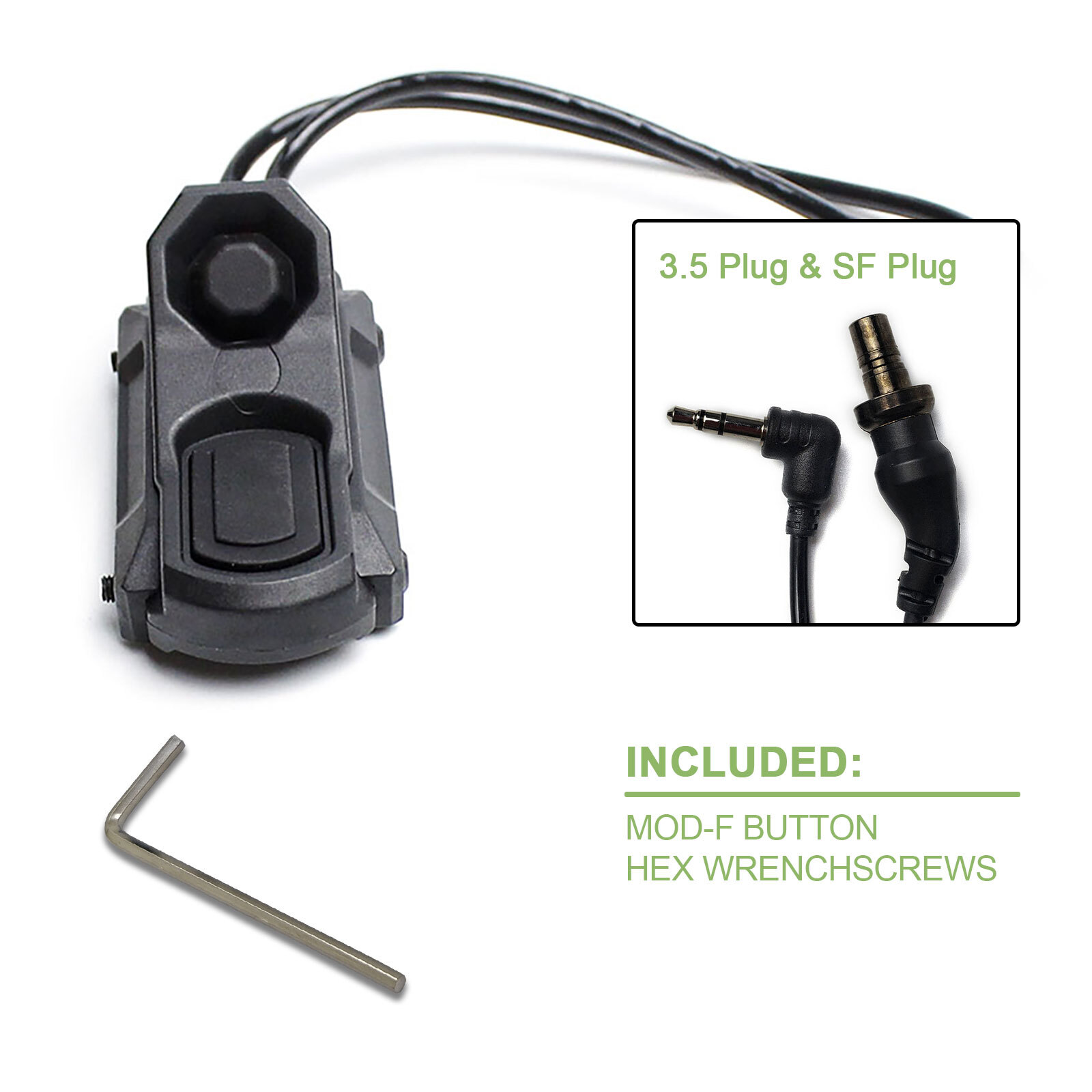 Hunting AXON Dual Button Switch Remote 2.5mm3.5mm SF Crane Laser Flashlight Plug