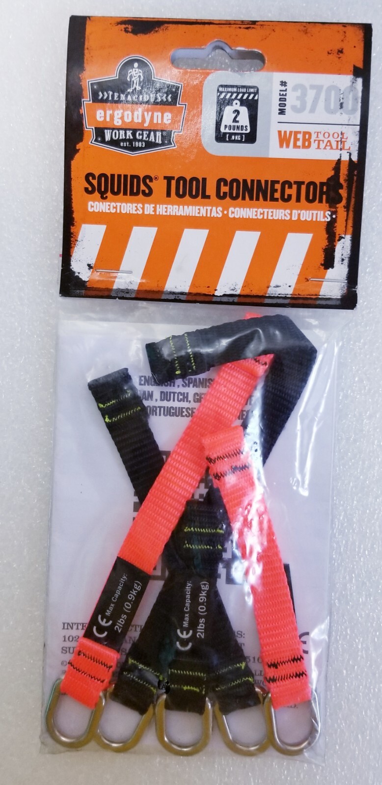 NEW ERGODYNE Squids Tool Connectors WEB TOOL TRAIL -capacity 2 lbs (ONE SIZE)