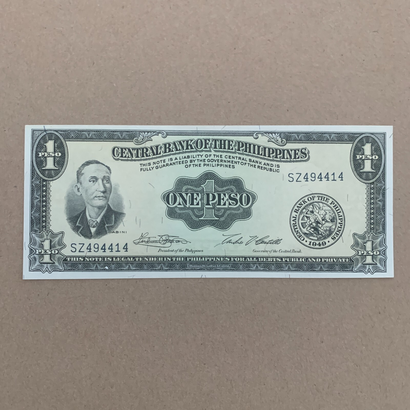 Philippines 1 Peso Paper Money Currency Filipino Banknote Printed in England