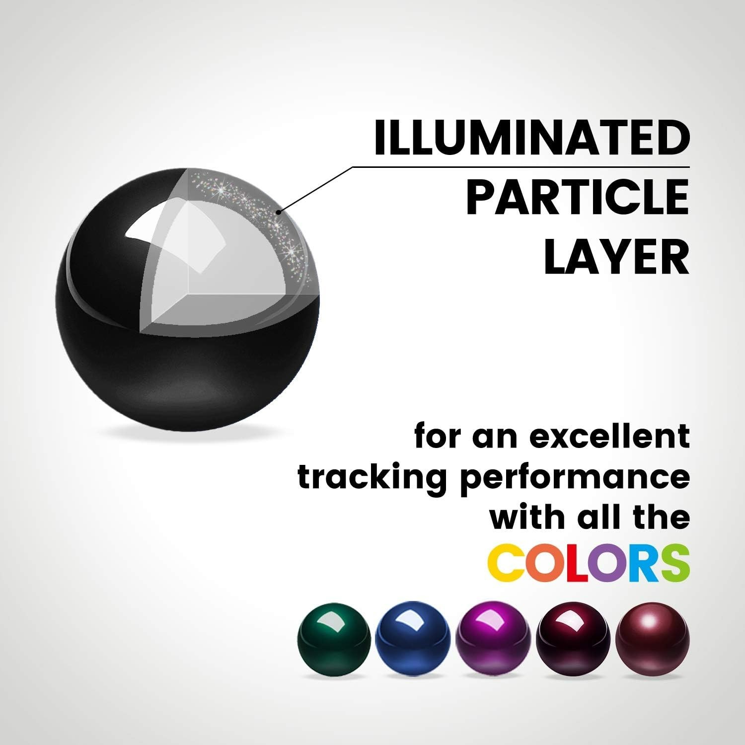 PERIPRO-303GBK 34mm Glossy Black Replacement Trackball for Multiple Mice