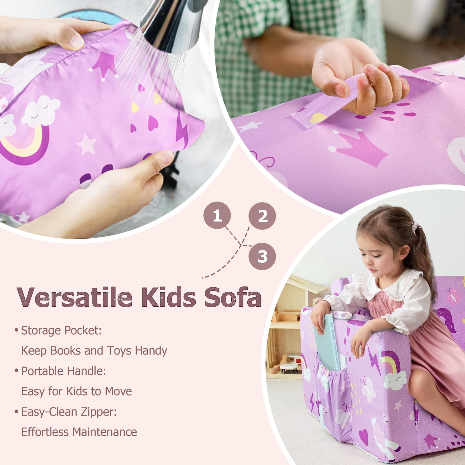 Couch, 2-in-1 Sofa Fold Out, Soft Chair for Boys and Girls, Convertible Sofa ...