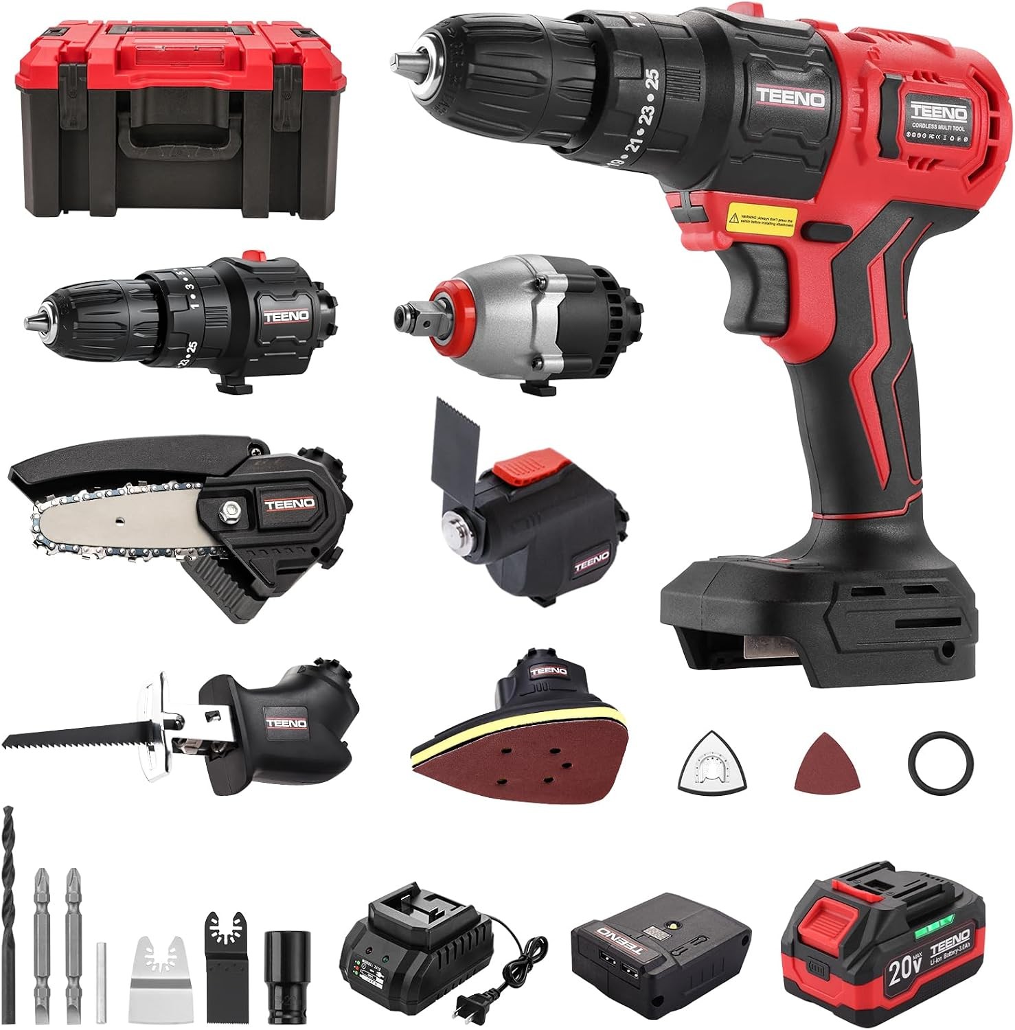 Brushless Power Tool Combo Kit, 6-in-1 Cordless Interchangeable Multi-Tool Set