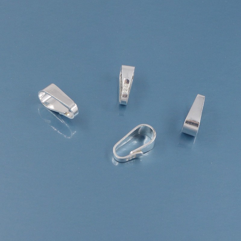4 Solid Sterling Silver Snap On Pendant Bail Connectors ap. 9mm #33327