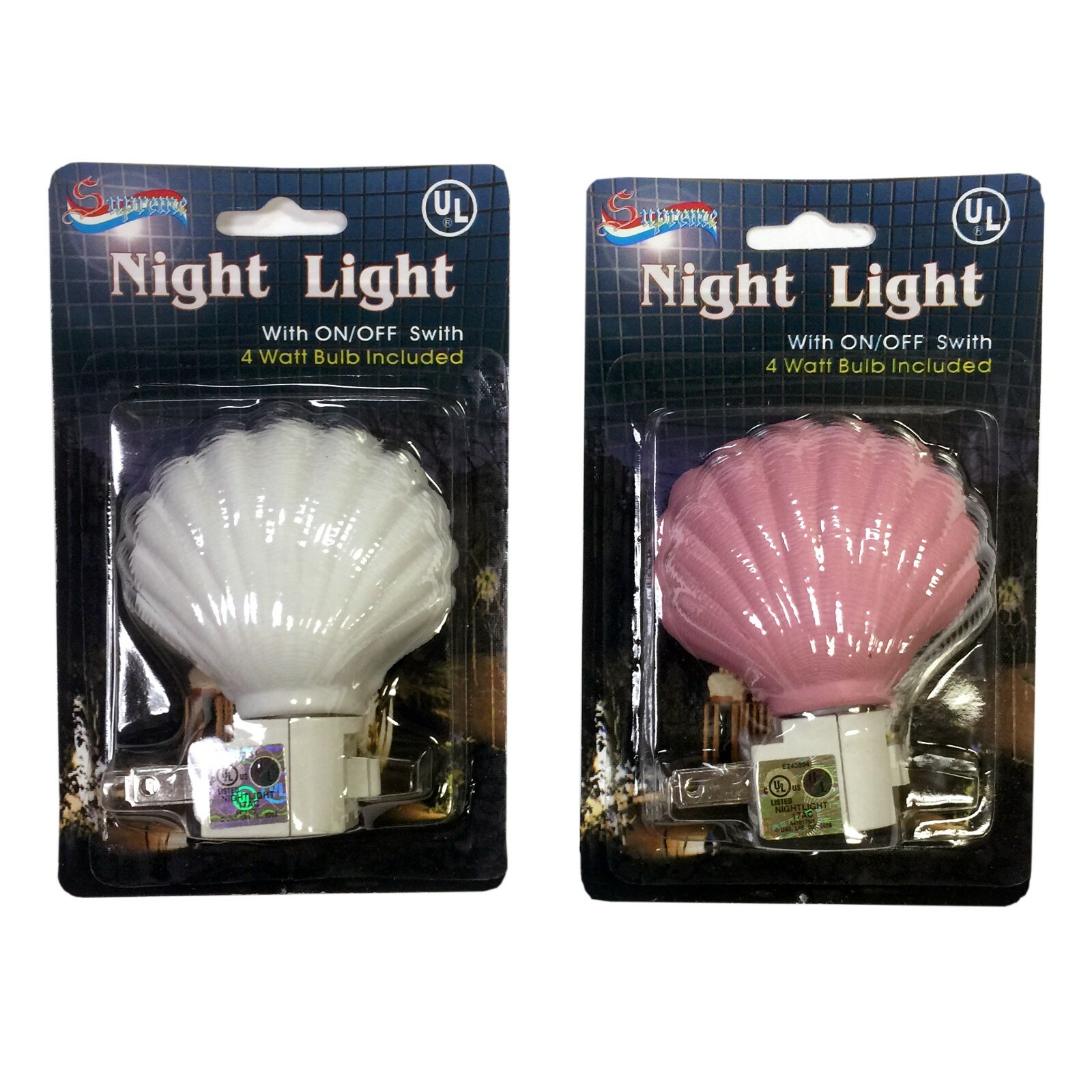 Night Light On Off Switch Light Nite Wall Plug Home Safety Shell Form White Pink