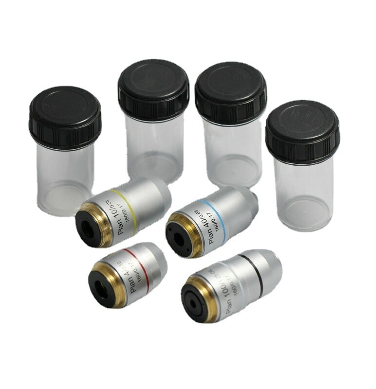 New DIN Plan Achromatic Microscope Objective Lens Sets 4X 10X 40X 100X FotoHigh