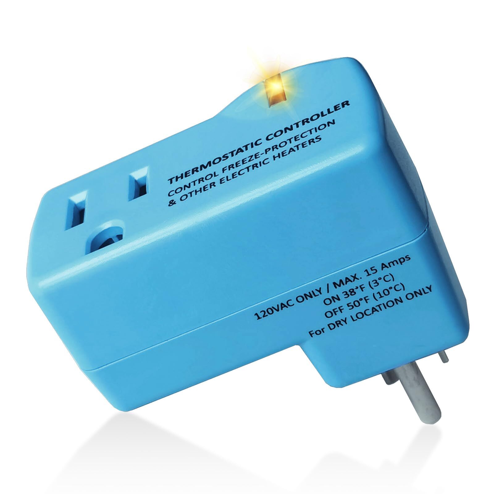 1 PC Thermostat Outlet for Greenhouse, Well House Heater,Auto On 38 °F/Off 50 °F