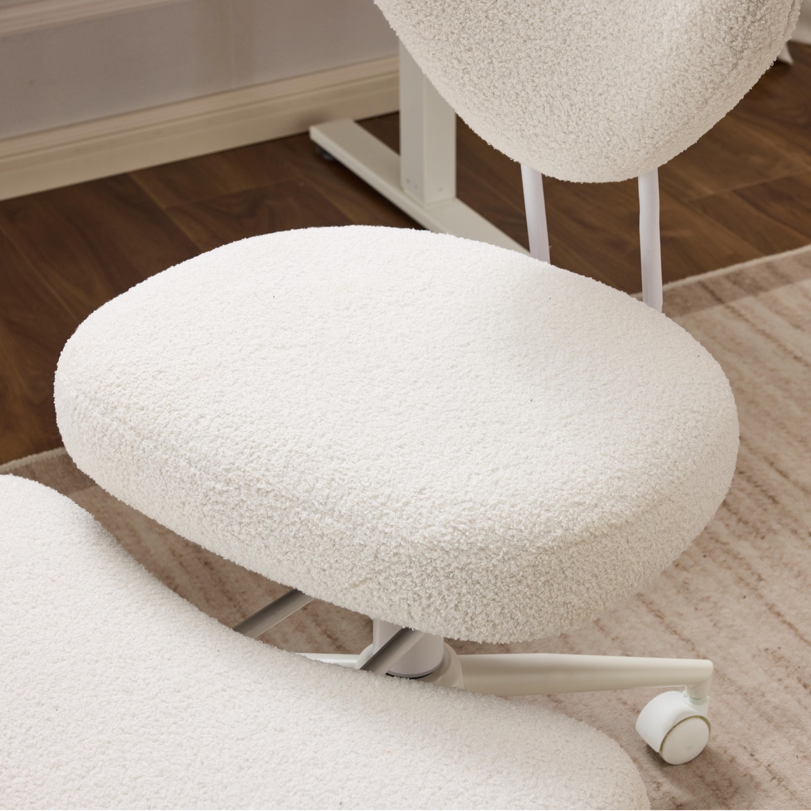 Beige Ergonomic Meditation Chair Cross Legged Seat with Lumbar Support forOffice