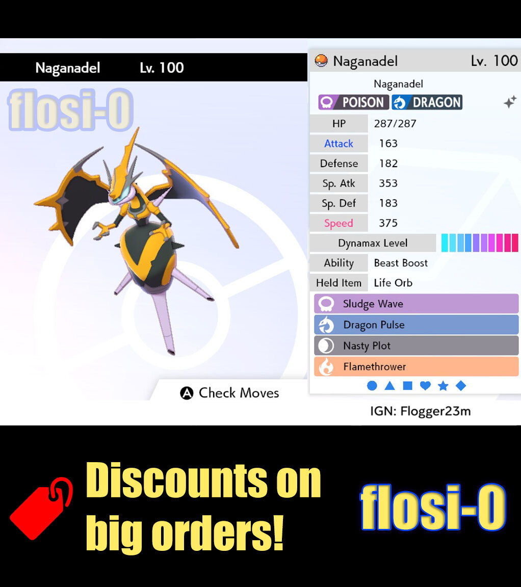 Pokemon Sword and Shield 6IV Shiny Naganadel