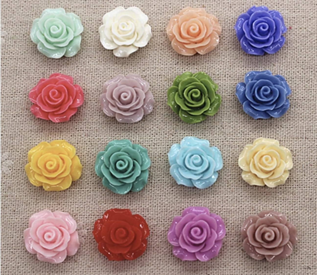 30 PCS 20mm Resin Rose Flower Flatback Cabochons Craft Decoration DP239