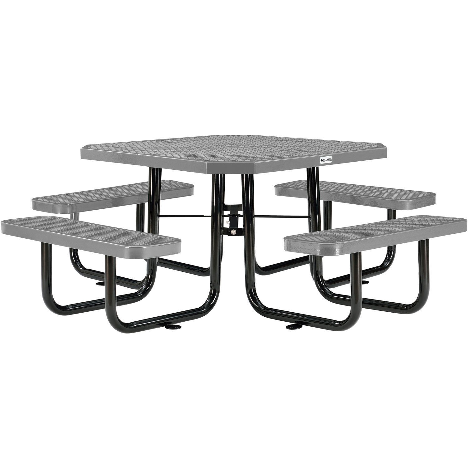 Global Industrial 46" Octagonal Picnic Table Expanded Metal Gray